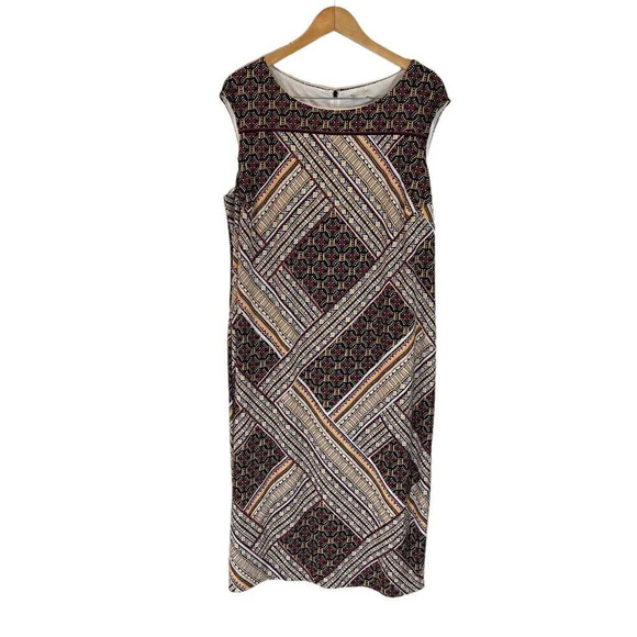 Cato Midi Dress Plus Size 18/20W Jersey Stretch Multi Pattern Tribal Sleeveless - Picture 1 of 8